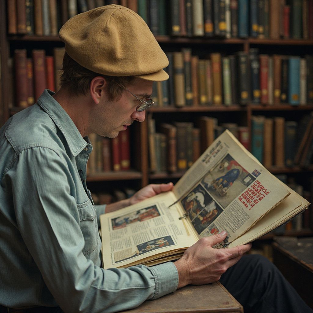 Person researching game archives